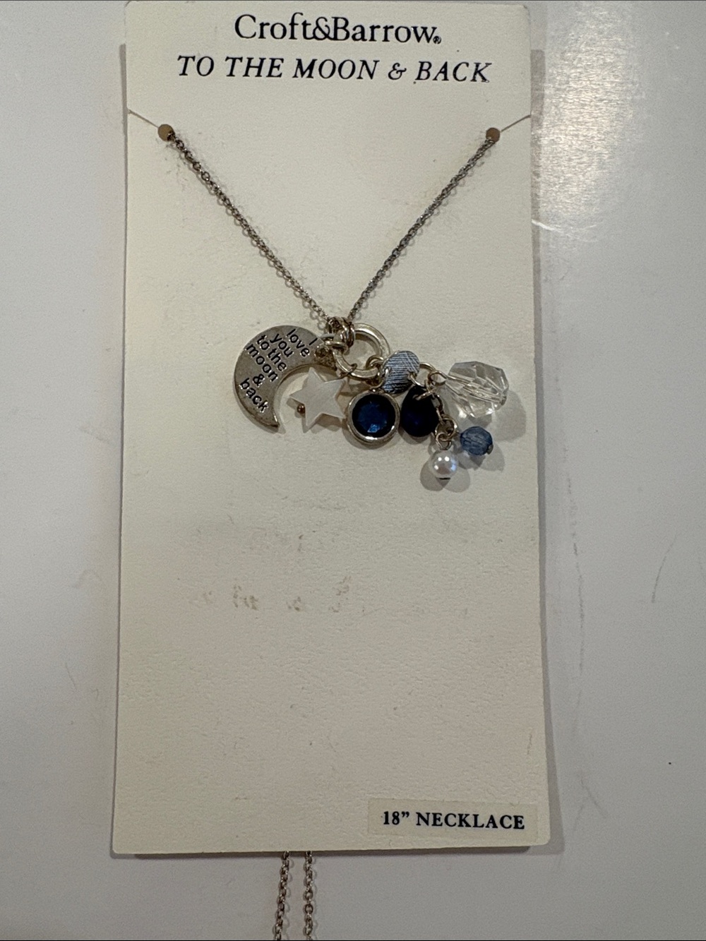 croft & barrow Silver Necklace with Blue and Clear Charms